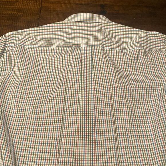Peter Millar Crown Finish Shirt Mens Large Check Blue Pink Green Long Sleeve - Picture 6 of 6